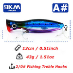 Load image into Gallery viewer, 13cm Popper Fishing Lure Saltwater Topwater Popper Lures with Treble Hook for Striper Tuna Bluefish Offshore Large Predator Fish
