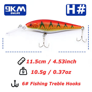 Minnow Lures 10.5g Fishing Lures Swimbaits Boat Topwater Hard Baits for Trout Bass with Treble Hook Saltwater Freshwater 11.5cm