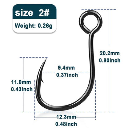 9KM Inline Single Hooks 50~200Pcs Siwash Hooks Saltwater Fishing Lures Replacement Hooks Strong Sharp Needle Point Ringed Eye