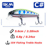 Load image into Gallery viewer, Minnow Fishing Lures 5.6cm Jerkbait Fishing Lure with Treble Hook Freshwater for Bass Trout Walleye Redfish Salmon Sinking Bait
