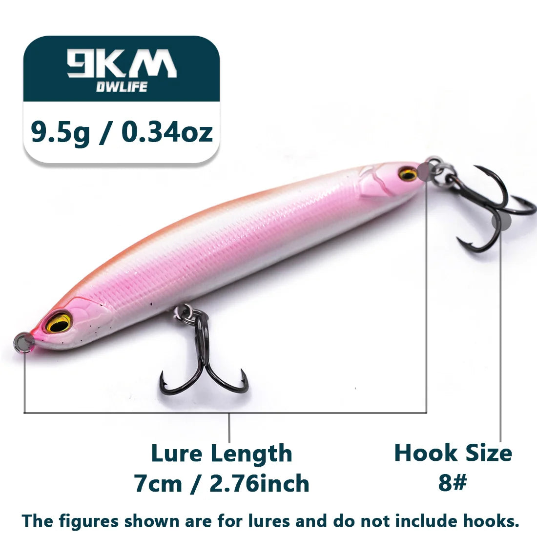 Slow Sinking Pencil Lures 9.5~19g Saltwater Fishing Lures Hard Fishing Bait with Treble Hooks Salmon Redfish Trout Bass Walleye