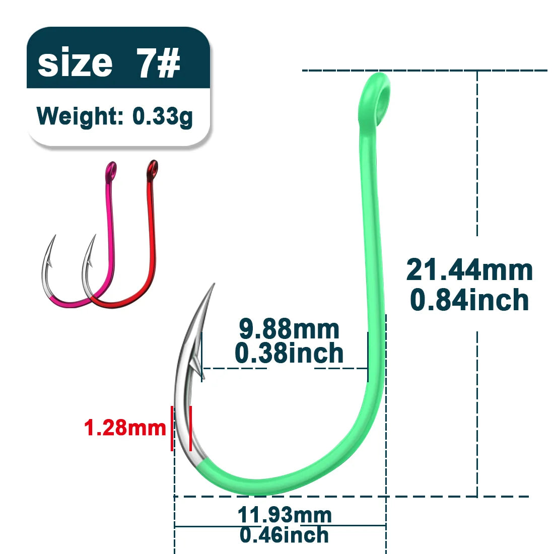 9KM 25~50Pcs Octopus Fishing Hooks Saltwater Fishing J Hooks Strong Sharp Needle Point Barbs Ringed Eye Saltwater Fishing