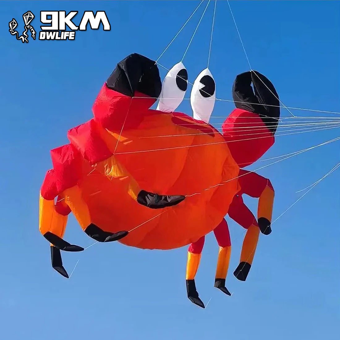 9KM 3.2m Crab Kite Line Laundry Kite Pendant Soft Inflatable Show Kite 
