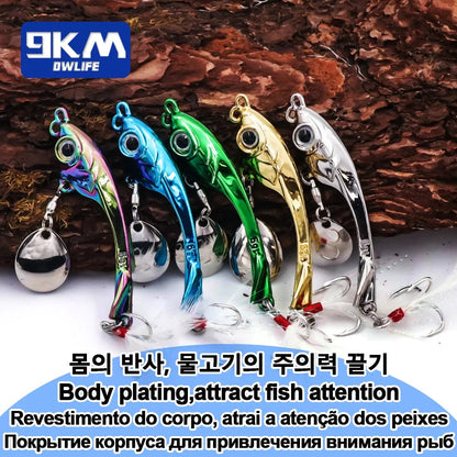 Spinner Spoon Blade Swimbait Fishing Lure VIB Trolling Rotating Spoon Sinking Jig Metal Sequins Bait Treble Hook Spinner Lure