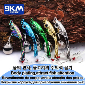 Spinner Spoon Blade Swimbait Fishing Lure VIB Trolling Rotating Spoon Sinking Jig Metal Sequins Bait Treble Hook Spinner Lure