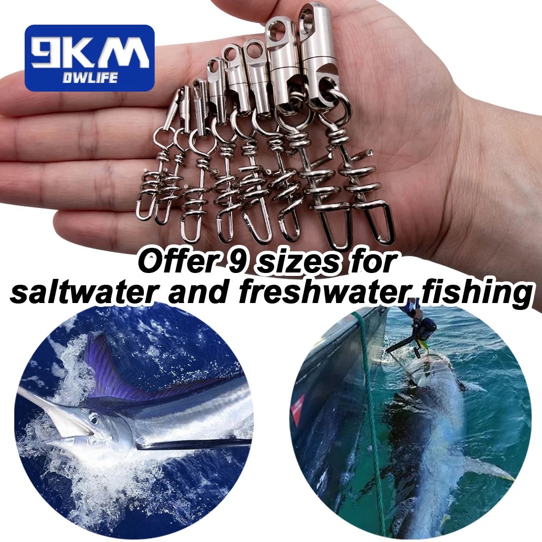 Fishing Corkscrew Swivel Snaps 10~30Pcs Saltwater Fishing Swivels Stainless Steel Heavy Duty Round Swivels Snap Lure Connector M