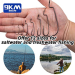 Load image into Gallery viewer, Ewg Hooks 50Pcs Bass Fishing Texas Rig Hooks Wide Gap Offset Worm Fishing Hooks Saltwater Fishing Offset Hook Freshwater 10~8/0#
