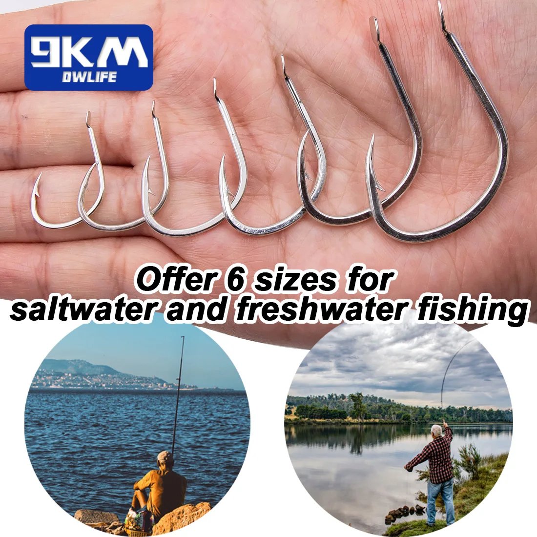 9KM Live Bait Hooks Saltwater Fishing Hooks 25~100Pcs Eyeless Fishing Hooks Wide Gap Catfish Hook Octopus Circle Hooks Barb Hook