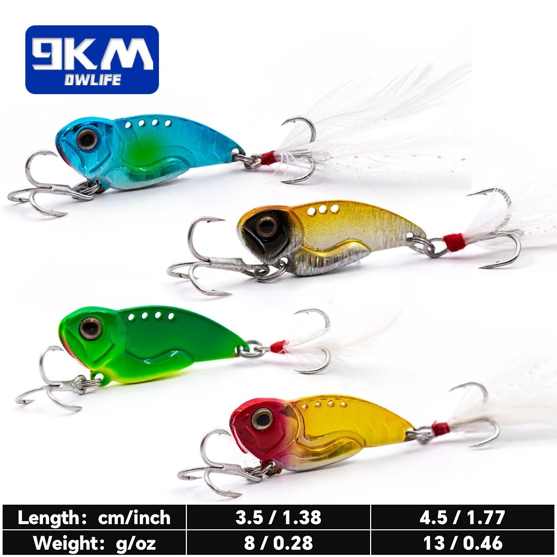 9KM Metal Fishing Spoons Long Cast Bait 8~13g Fishing Lures VIB Fishing Jig Set Hard Swimbait Spinner Blade Lure Bass Trout Pike