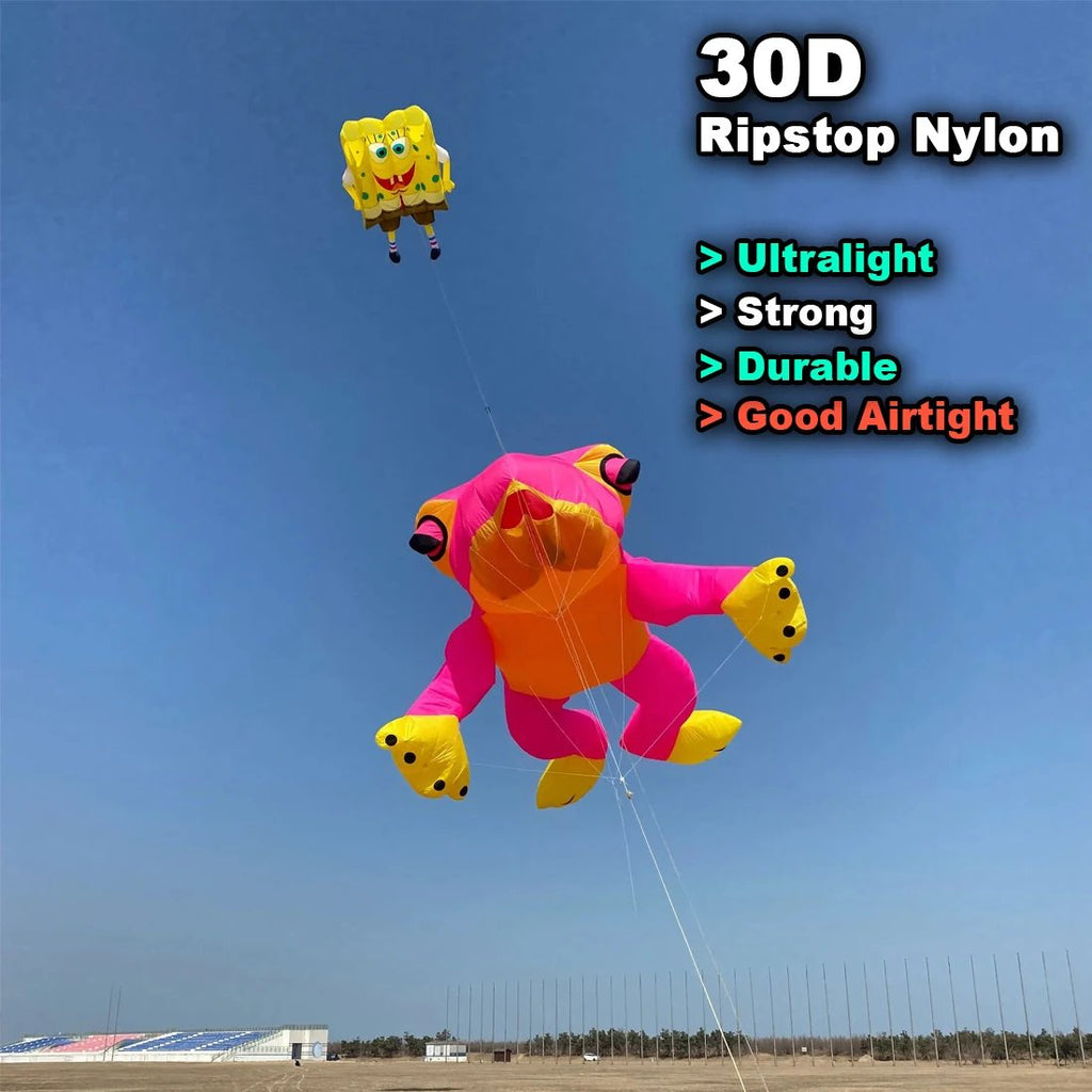 9KM Giant 5m Frog Kite Line Laundry Kite Soft Inflatable 30D Ripstop Nylon with Bag for Kite Festival (Accept wholesale)