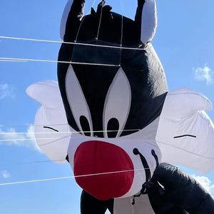 9KM 5m Black Cat Kite Line Laundry Kite Pendant Soft Inflatable Show Kite for Kite Festival 30D Ripstop Nylon with Bag