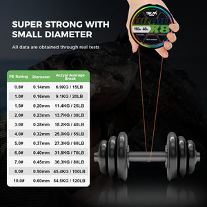 9KM Braided Fishing Line 8X Strands 15lb~120lb PE Line 150m/300m/500m Fishing Accessories for Saltwater & Freshwater