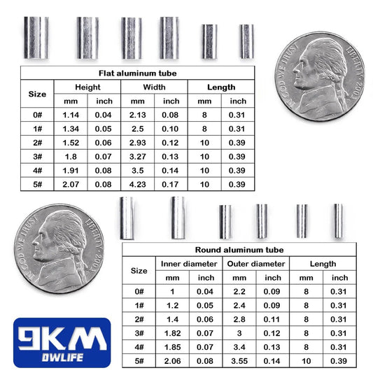 Fishing Crimps Tool 50~200Pcs Fishing Leaders Aluminum Crimp Sleeve Connector