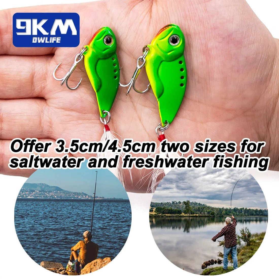 9KM Metal Fishing Spoons Long Cast Bait 8~13g Fishing Lures VIB Fishing Jig Set Hard Swimbait Spinner Blade Lure Bass Trout Pike