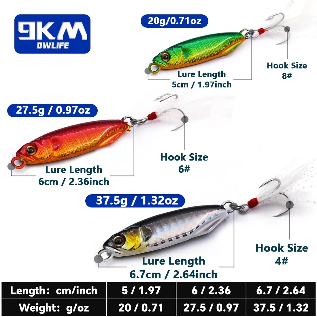 Fishing Jigs 20~37.5g Jigging Lures Trolling Spoon Lures