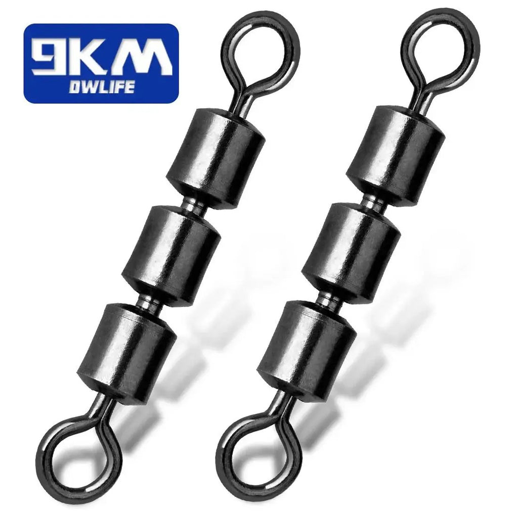 3 Roller Swivels 15~60Pcs Fishing Barrel Swivels High Speed Triple Bearing Rolling Siwvels Fishing Accessories Stainless Steel