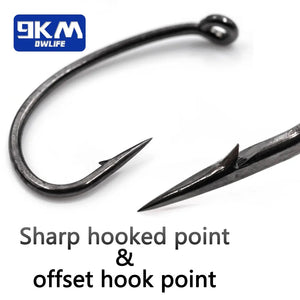 Carp Hooks 50~200Pcs High Carbon Steel Barbed Fishing Hook Wide Gap Curved Shank Fly Tying Hook Freshwater Salmon Bass Shad Hook