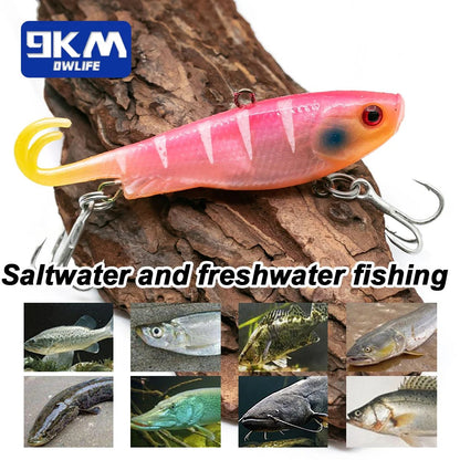 Soft Fishing Lures Jig Head Swim Lure Split Tail Swimbaits with Treble Hooks For Saltwater Freshwater Bass Fishing Trout Walleye