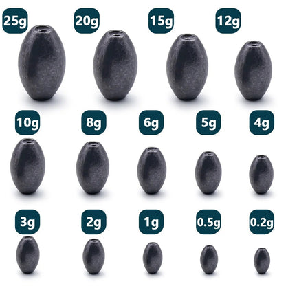 Fishing Weights Sinkers 10~30Pcs Olive Shape Lead Sinker