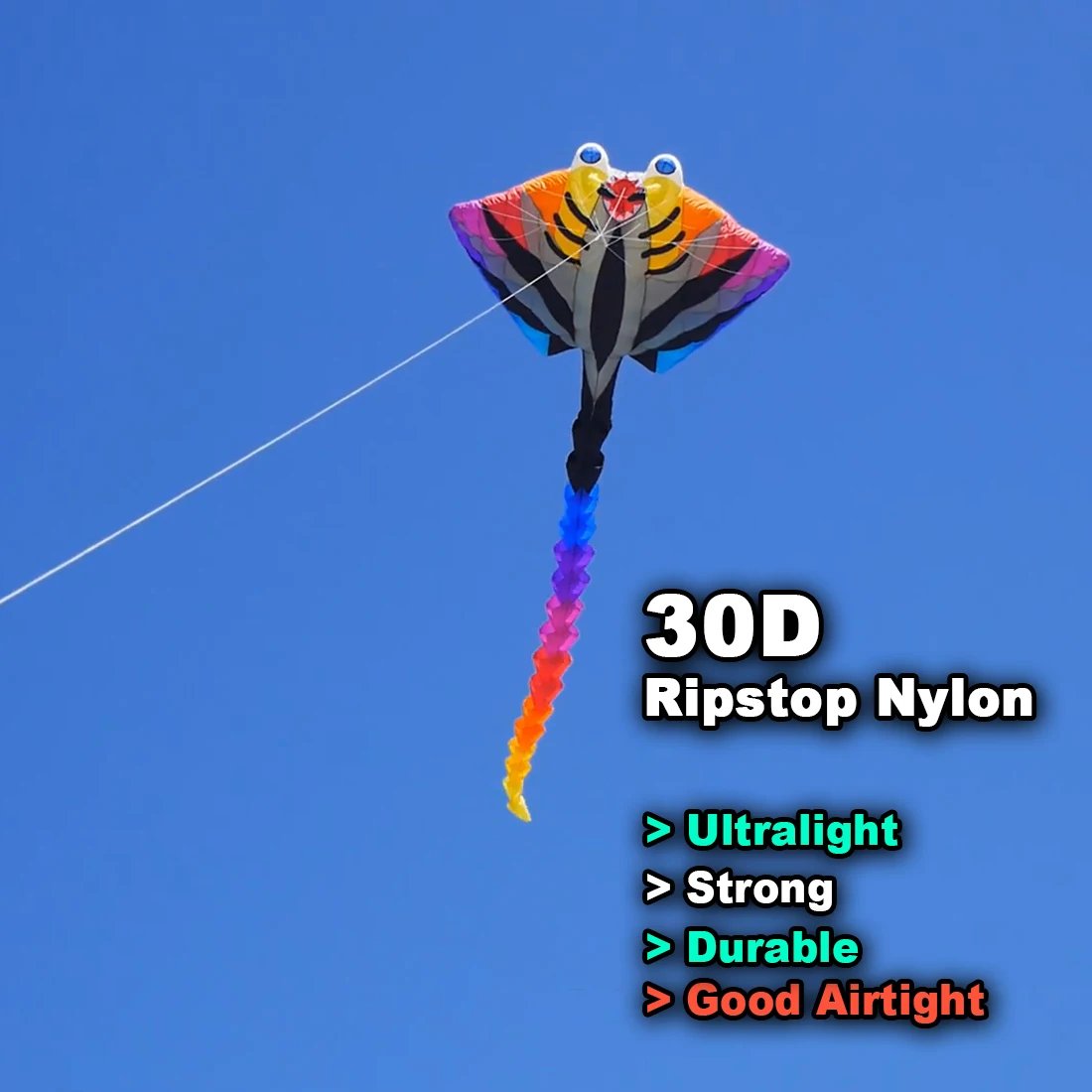 9KM Giant 15m Ray Kite Line Laundry Kite Soft Inflatable 30D Ripstop Nylon with Bag for Kite Festival (Accept wholesale)