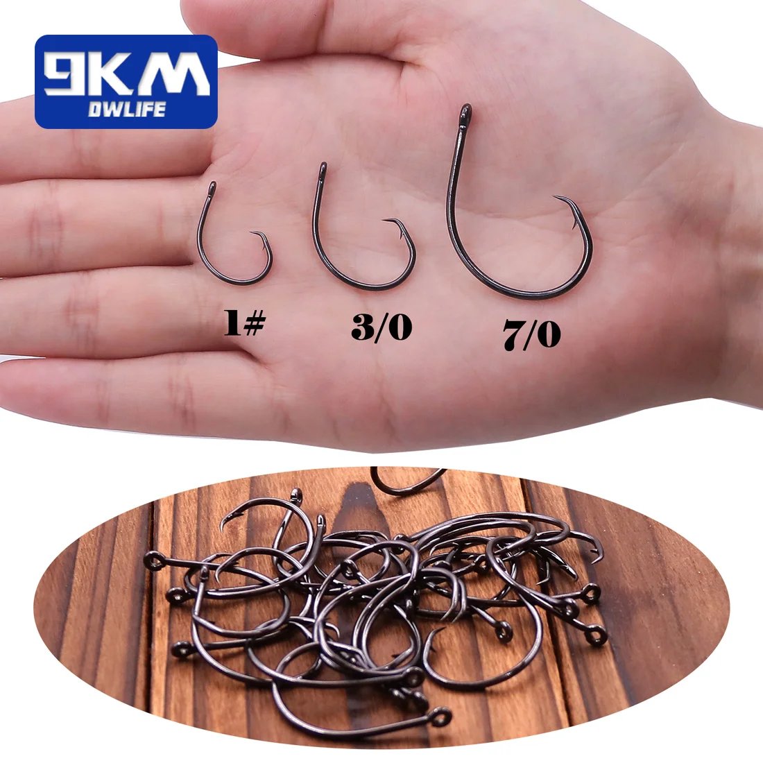 Inline Circle Hooks Saltwater Fishing Catfish Hooks 25~100Pcs Wide Gap Non-Offset for Bass Salmon Striped Fishing Circle Hooks