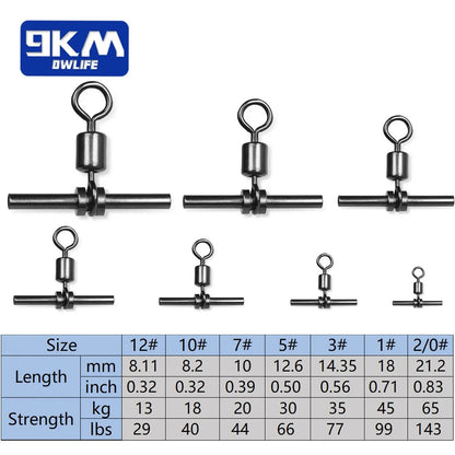 3 Way Swivels Fishing Tackle 25~50Pcs Cross Line Crimp Rolling Swivel Connector T-Shape Crimp Sleeve Swivels