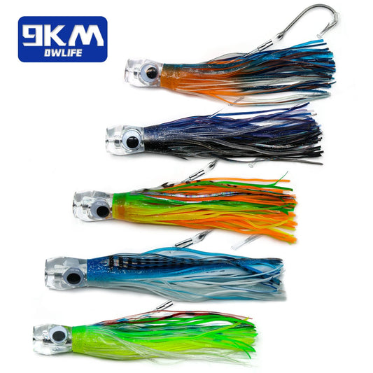 9KM 6in~9in Saltwater Big Game Trolling Lures Skirted Trolling Jig Offshore Chugger Trolling Lures for Marlin, Tuna, Sailfish