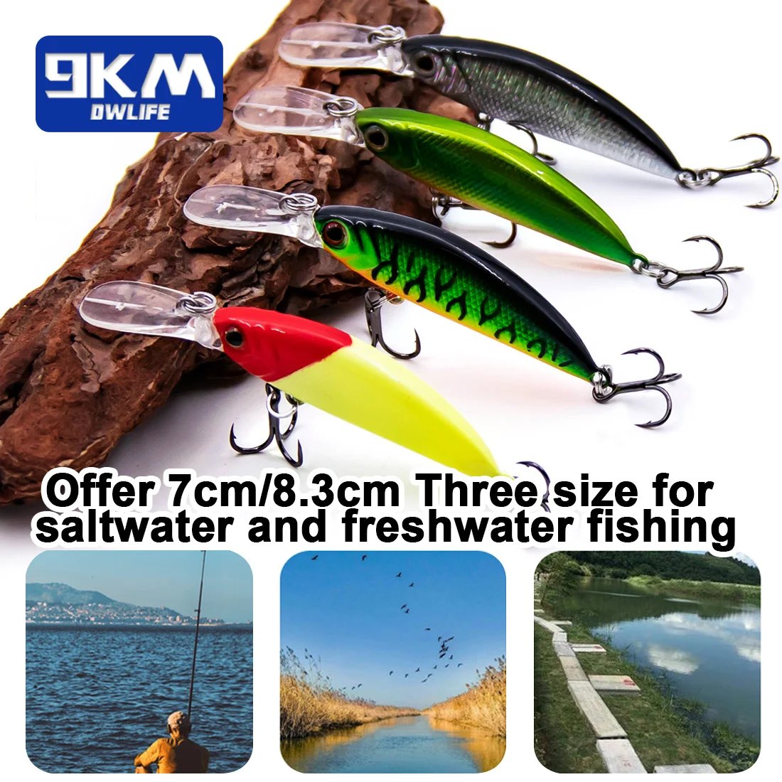 Hard Minnow Fishing Lures Deep Diving Crankbait Jerkbait Sinking Lures Treble Hooks Walleye Fishing Lures Life-Like Swimbait