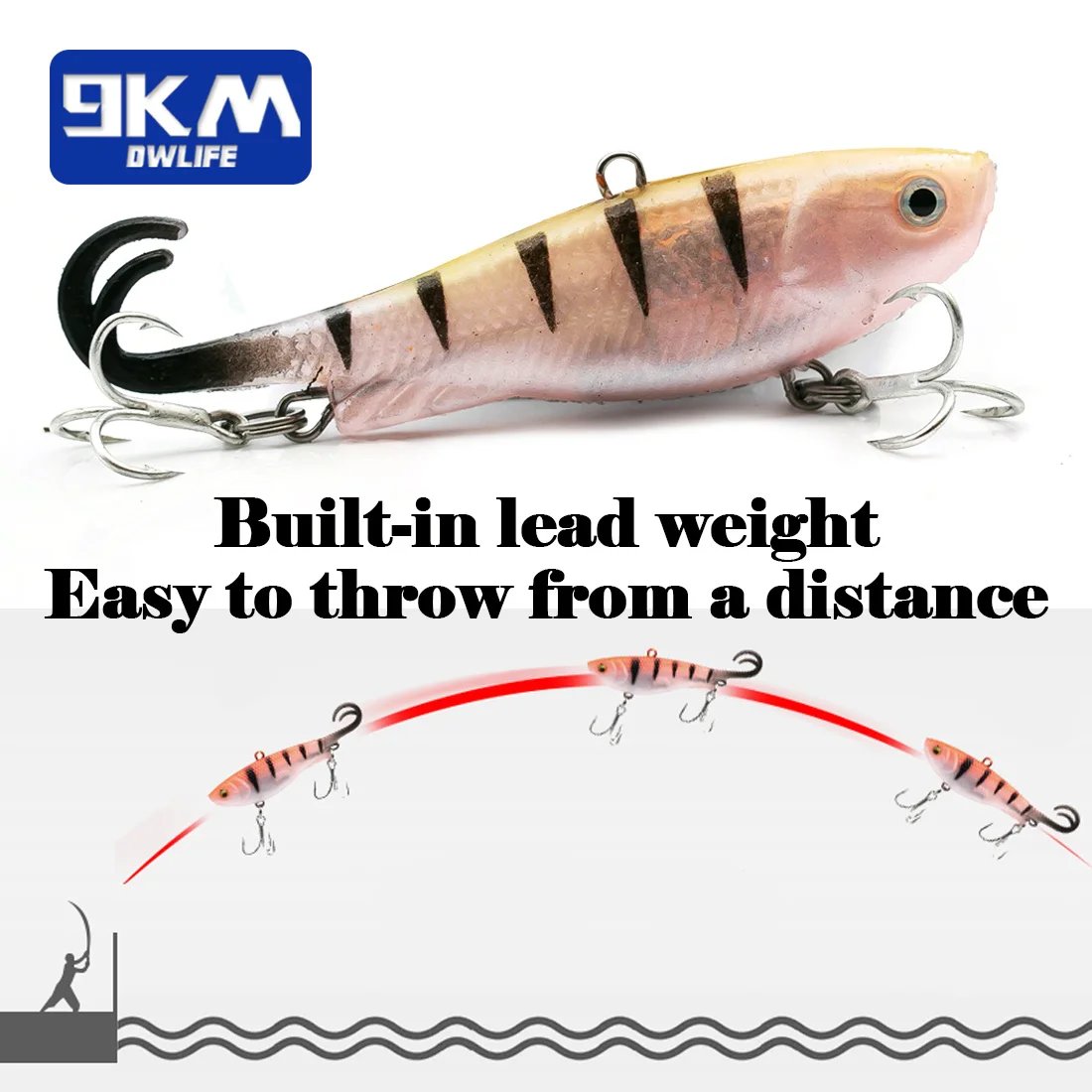 Soft Fishing Lures Jig Head Swim Lure Split Tail Swimbaits with Treble Hooks For Saltwater Freshwater Bass Fishing Trout Walleye