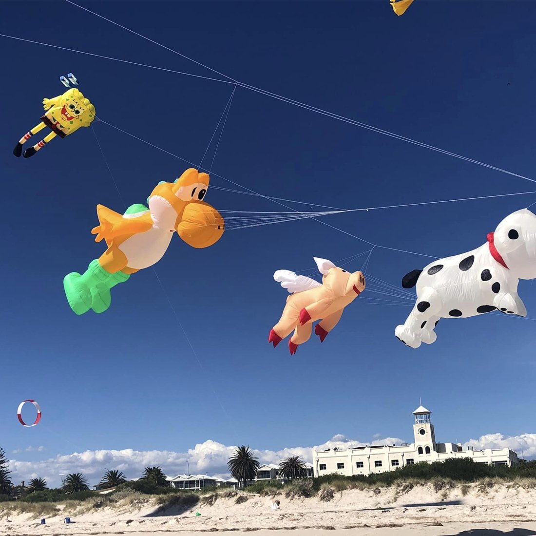 9KM 3m Pig Kite Line Laundry Pendant Soft Inflatable Show Kite for Kite Festival 30D Ripstop Nylon with Bag