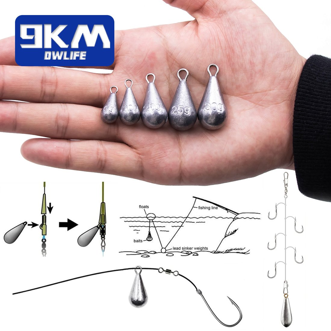 Fishing Sinker 10~30Pcs Bass Casting Sinkers Fishing Weights Saltwater Fishing Egg Sinkers Lead Weights Oval Freshwater Tackle