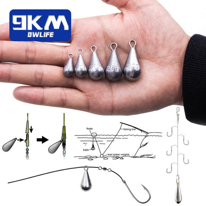 Fishing Sinker 10~30Pcs Bass Casting Sinkers Fishing Weights Saltwater Fishing Egg Sinkers Lead Weights Oval Freshwater Tackle