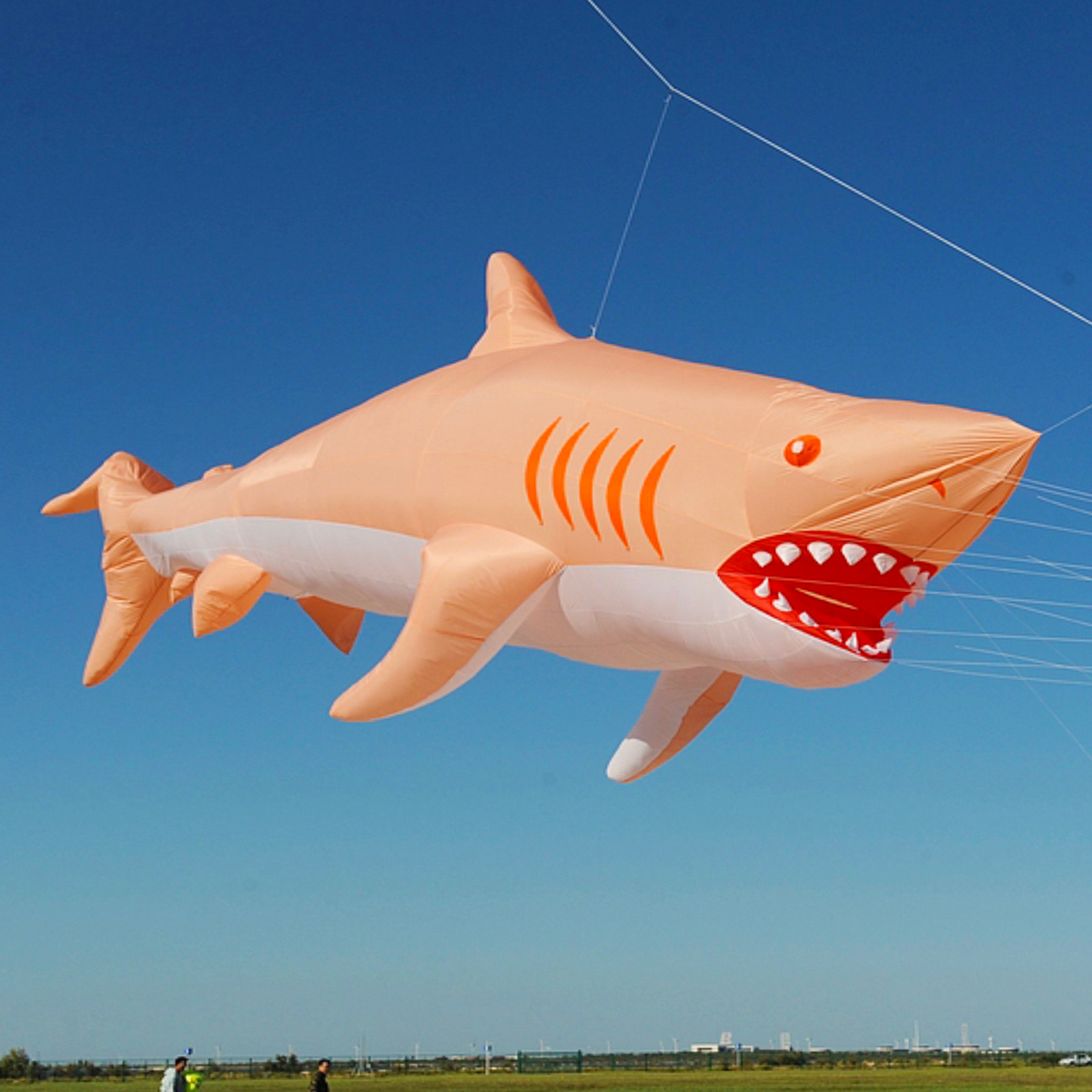 9KM 12m Shark kite Line Laundry Pendant Soft Inflatable Show Kite for Kite Festival 30D Ripstop Nylon Fabric (Accept wholesale)