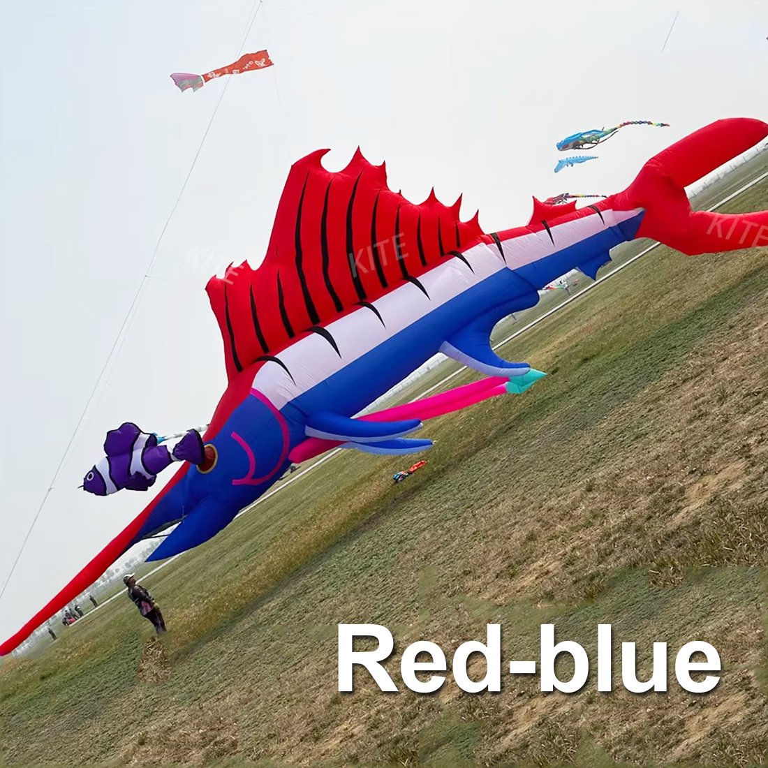 9KM 17m Marlin Fish Kite Line Laundry Soft Inflatable Show Kite for Kite Festival 30D Ripstop Nylon with Bag