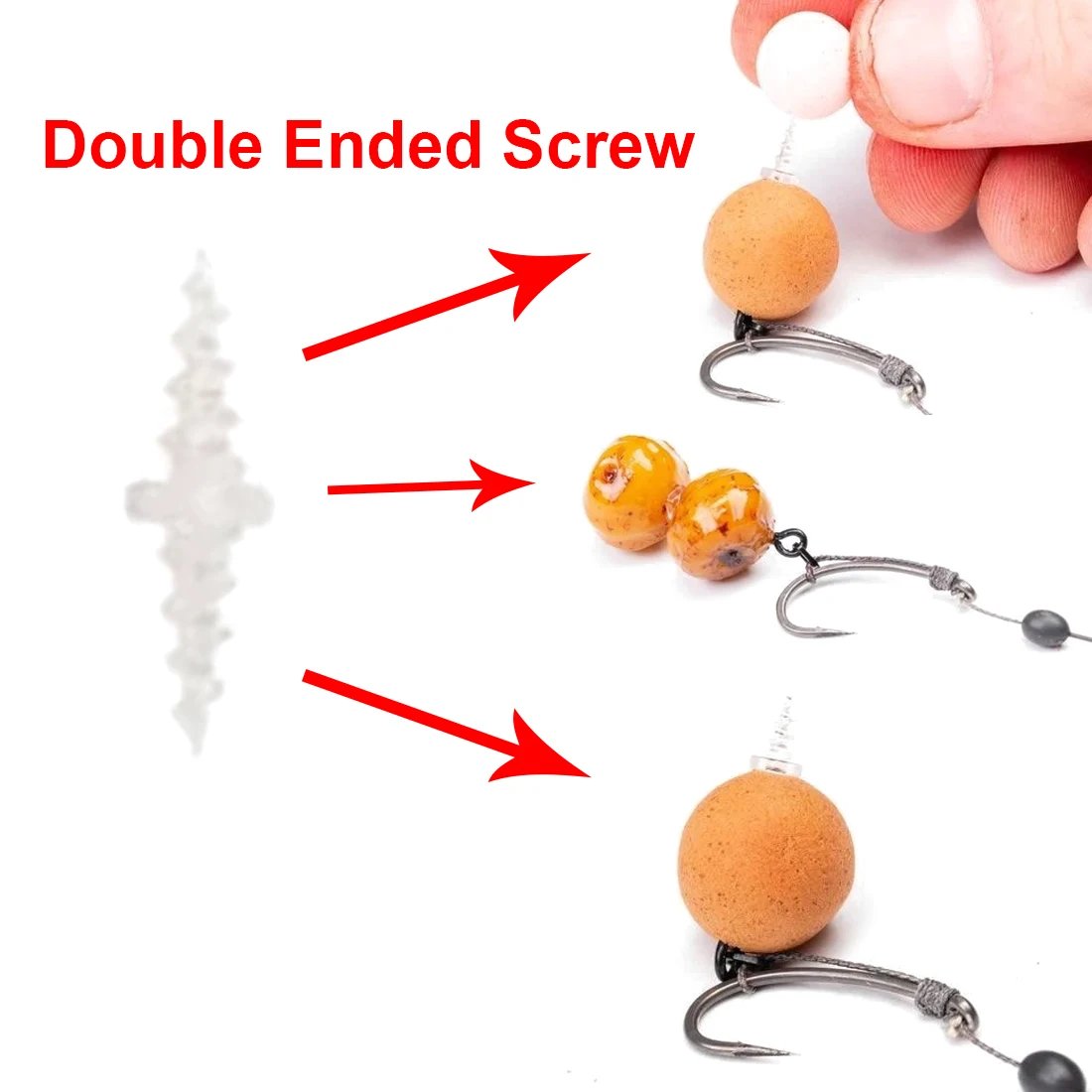 9KM Carp Fishing Accessories 25Pcs Bait Screw Fishing Swivel Double Ended Screw