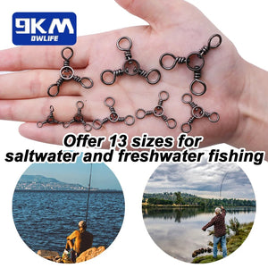 3 Way Swivel Fishing Tackle Saltwater 25-100Pcs Stainless Steel Three Way Swivel Fishing Lures Connector Catfishing Trolling Rig