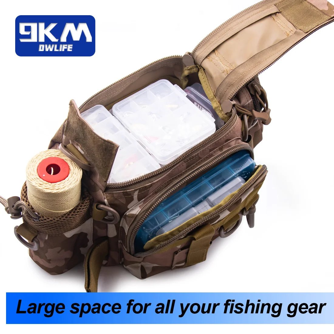Fishing Backpack Resistant Fishing Storage Tackle Backpack Nylon Chest Pack Fishing Bag Outdoor Travel Hiking Camping Trekking