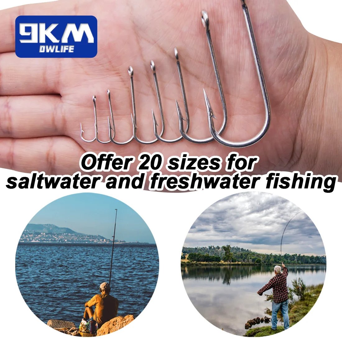 Siwash Hooks Saltwater Fishing Hooks 50~200Pcs Live Bait Hooks Heavy Duty Long Shank Fishing Aberdeen Hooks Catfish Bass Hooks