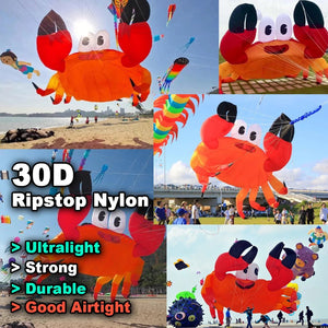 9KM 3.2m Crab Kite Line Laundry Kite Pendant Soft Inflatable Show Kite for Kite Festival 30D Ripstop Nylon with Bag