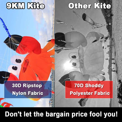 9KM 3.2m Crab Kite Line Laundry Kite Pendant Soft Inflatable Show Kite for Kite Festival 30D Ripstop Nylon with Bag