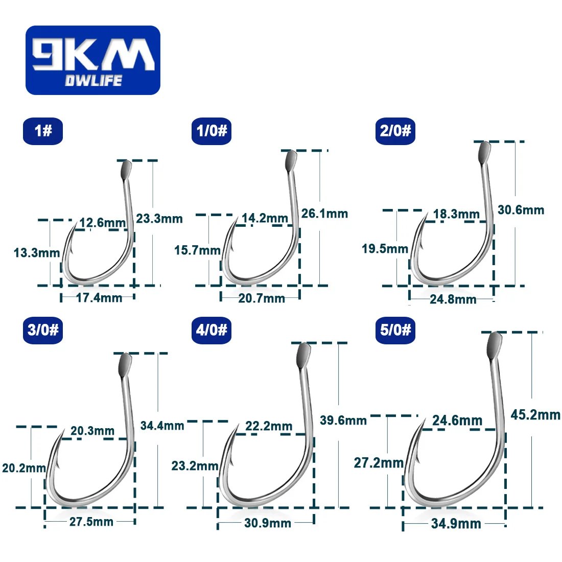 9KM Live Bait Hooks Saltwater Fishing Hooks 25~100Pcs Eyeless Fishing Hooks