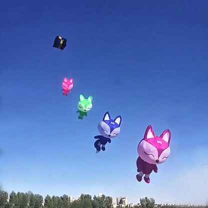 9KM 5m Closed-eye Fox Kite Line Laundry Kite Soft Inflatable Show Kite Pendant 30D Ripstop Nylon with Bag for Kite Festival