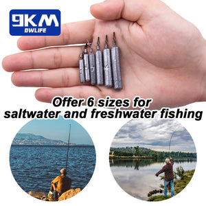 Fishing Drop Shot Weights 10~20Pcs Pencil Shaped Fishing Weights Sinkers Rolling Fishing Swivels Cylinder Saltwater Fishing Lead
