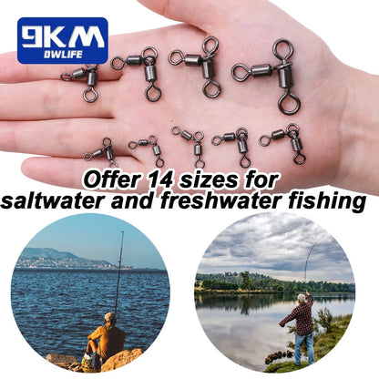 3 Way Swivels Fishing Crossline Swivel Saltwater 25~100Pcs Fishing Lures Ring Chain Connector Freshwater Trolling Catfish Rig