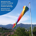 Load image into Gallery viewer, 9KM 90cm Rainbow Spinning Turbine Windsock with Ball Bearing Swivels for Flag Poles Kite Tail Windsock Pole Outdoor
