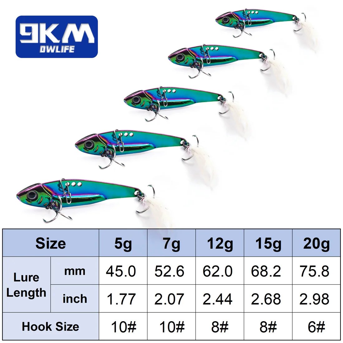 Fishing Spinner Lures 5~20g Metal Fishing Lures Spoons Jigging Lures VIB SinkingFreshwater 