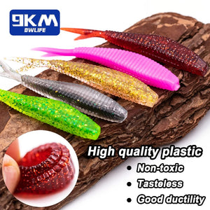 15Pcs Fishing Soft Lures Plastic Baits 7cm Lifelike Forked Paddle Tail Fishing Swimbaits for Freshwater for Crappie Bass Walleye
