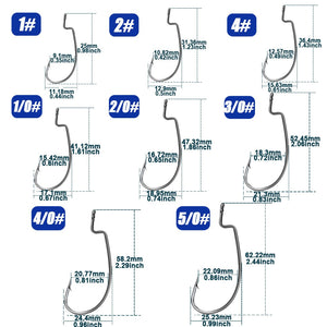 9KM Worm Hooks 25Pcs Ewg Hook for Bass Fishing Hooks, Texas Rig Saltwater Fishing Offset Hook Freshwater