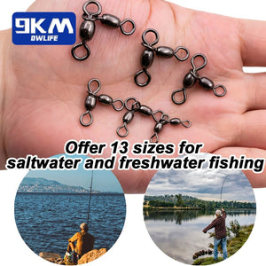 3 Way Swivel Stainless Steel Crane Swivels Fishing Barrel Swivels Fishing Tackle Catfish Rig Swivels Surf Fishing Bottom Rig