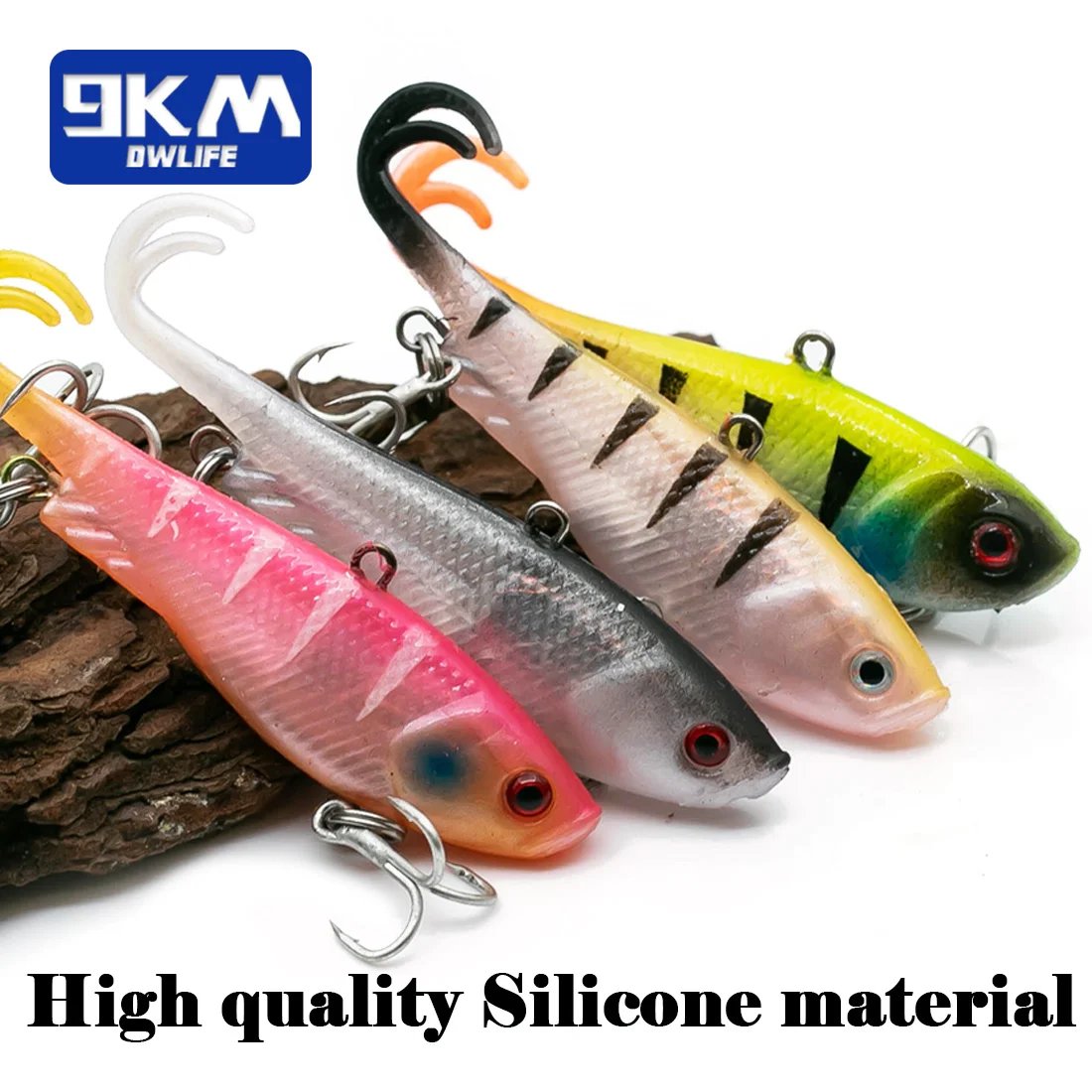 Soft Fishing Lures Jig Head Swim Lure Split Tail Swimbaits with Treble Hooks For Saltwater Freshwater Bass Fishing Trout Walleye